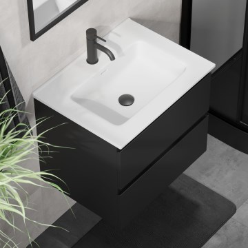Valamuga vannitoakapp KENWOOD 61x52x47 cm must/valge