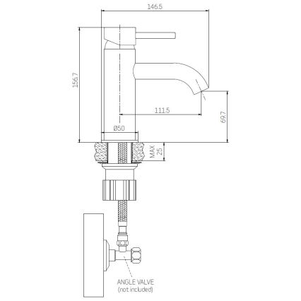 Valamusegisti ANHOLT 15,6 cm, harjatud messing