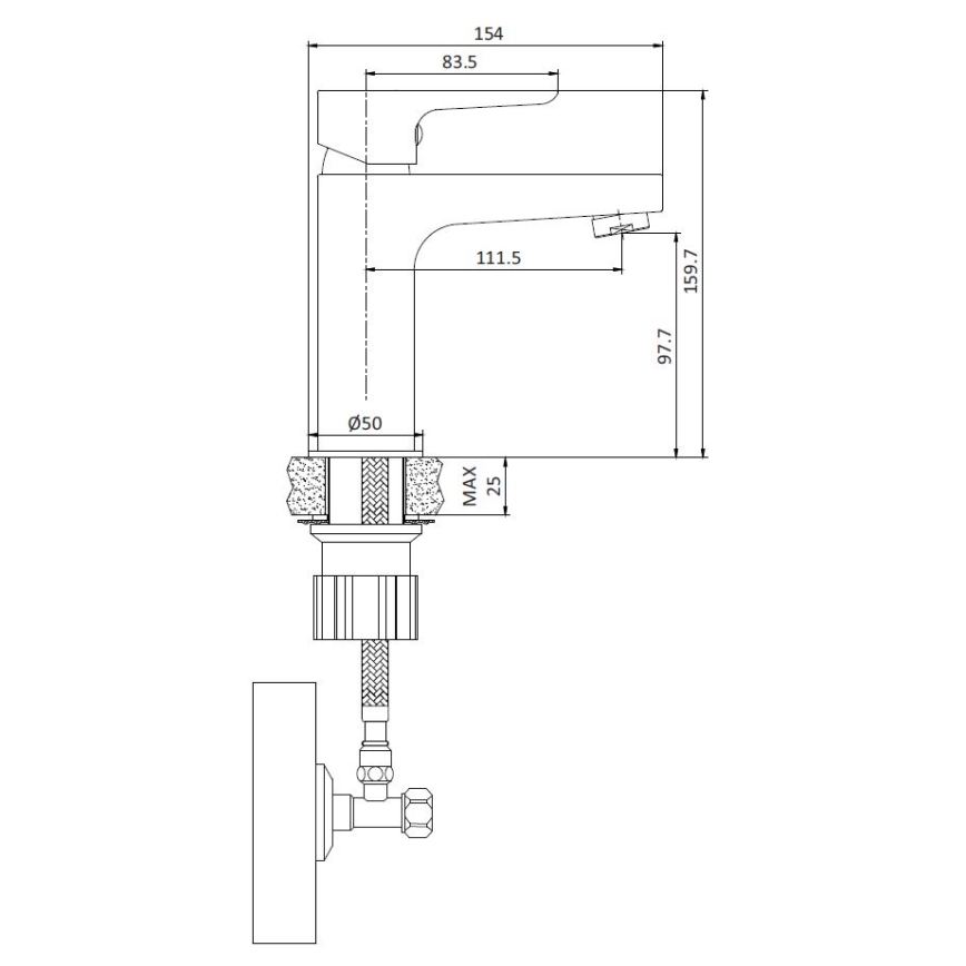Valamusegisti NAESBY 15,9 cm läikiv kroom