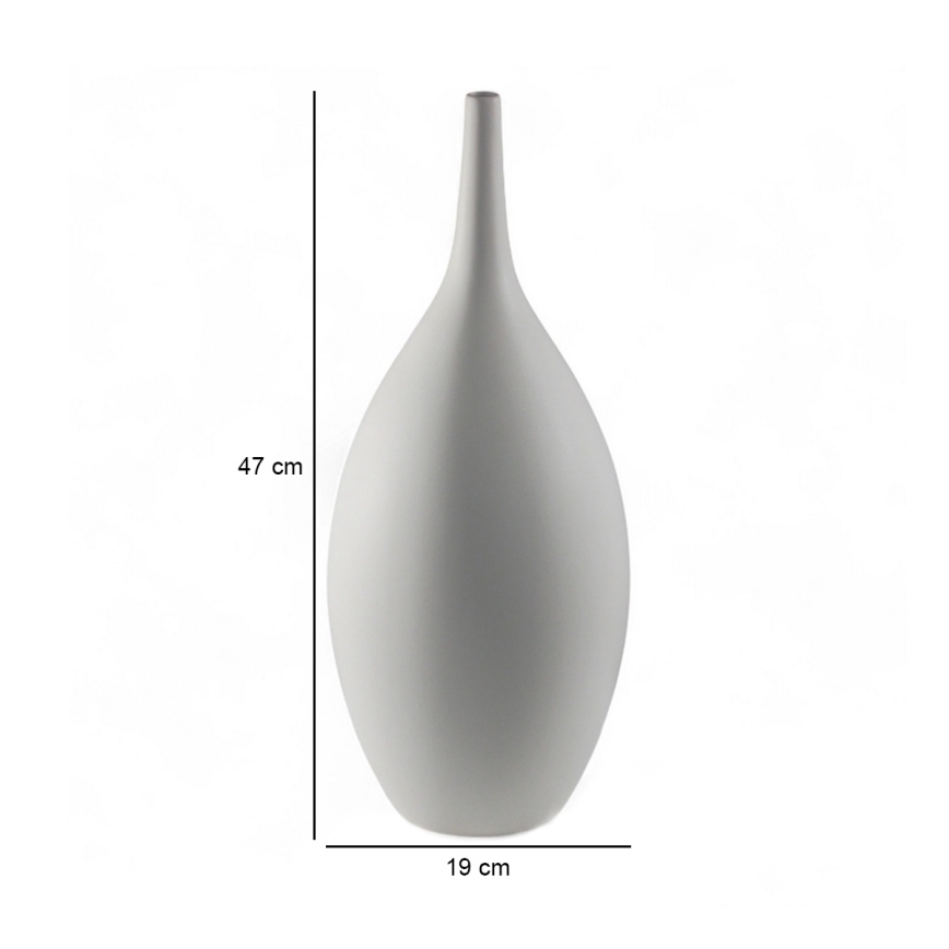 Valge keraamiline vaas, 47 cm