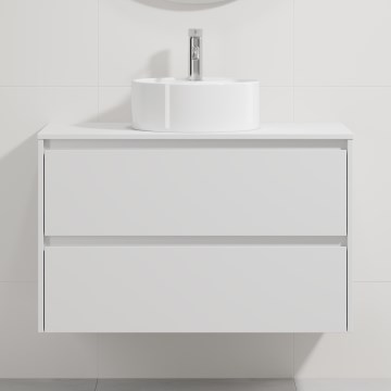Valge vannitoakapp koos valamuga TRONDHEIM/VIKEDAL 90x57x46 cm