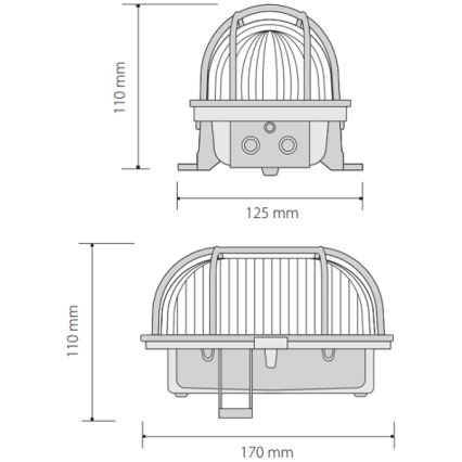 Väli laevalgusti OVAL 1xE27/60W/230V hall IP44