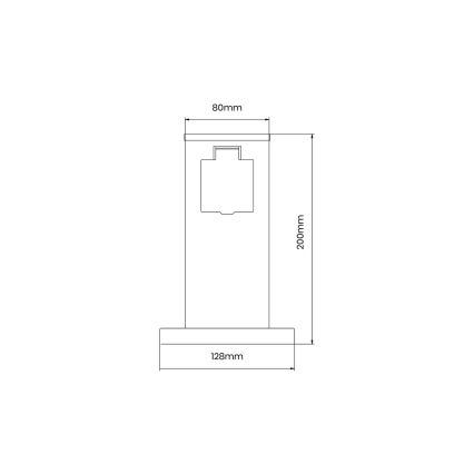 Väli pistikupesadega torn 1Z SCHUKO 230V IP44 20 cm must