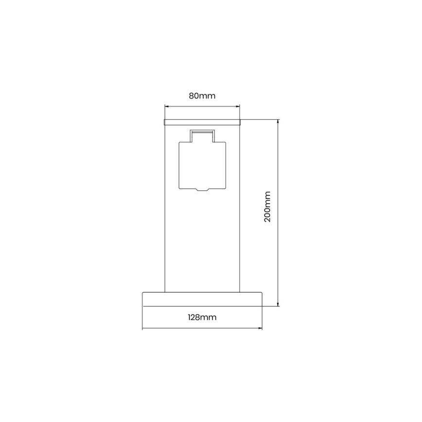 Väli pistikupesadega torn 1Z SCHUKO 230V IP44 20 cm must