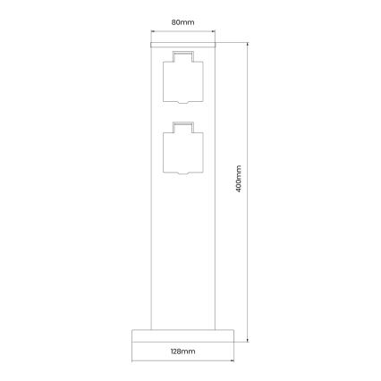 Väli pistikupesadega torn 2Z SCHUKO 230V IP44 40 cm must
