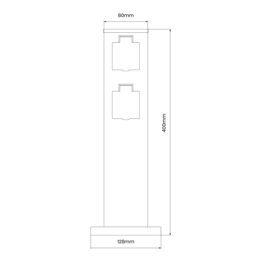 Väli pistikupesadega torn 2Z SCHUKO 230V IP44 40 cm must