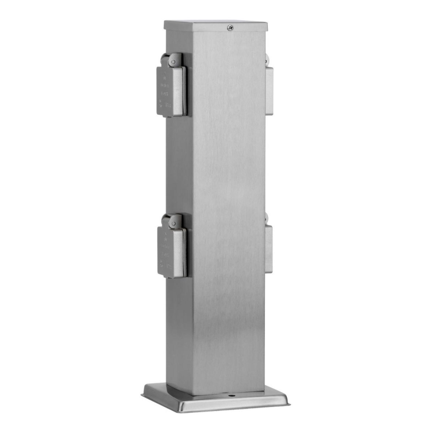 Väli pistikupesadega torn 4Z SCHUKO 230V matt kroom IP44