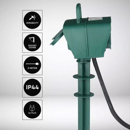 Väli pistikupesadega torn SCHUKO 4Z 230V IP44