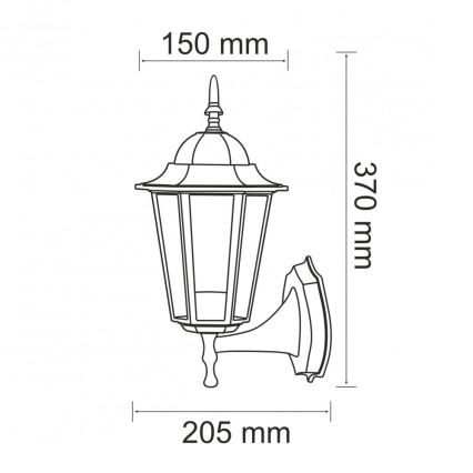 Väli seinavalgusti 1xE27/20W/230V IP43 must