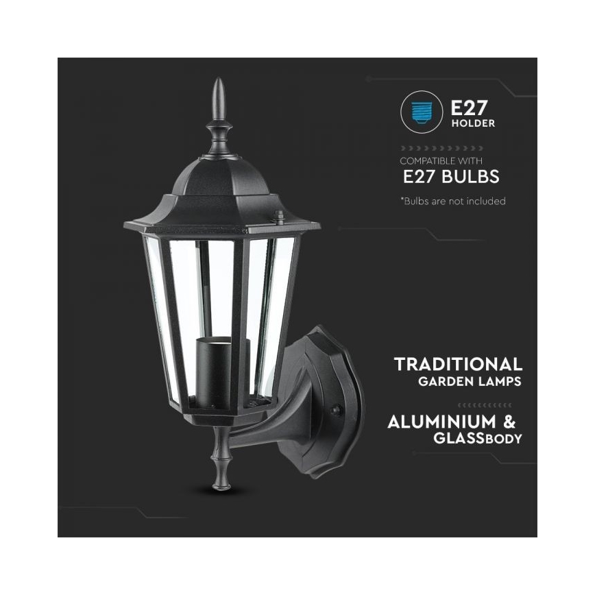 Väli seinavalgusti 1xE27/40W/230V IP44 must