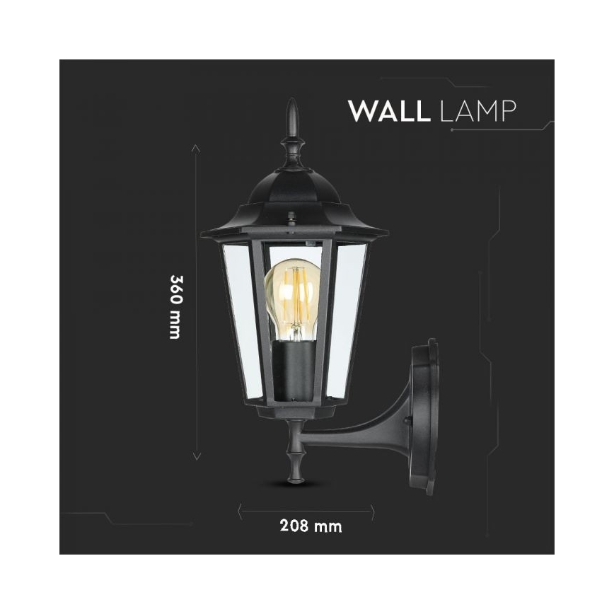 Väli seinavalgusti 1xE27/40W/230V IP44 must