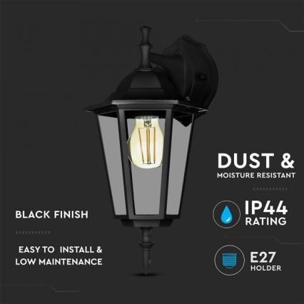 Väli seinavalgusti 1xE27/40W/230V IP44 must