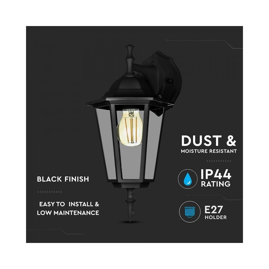 Väli seinavalgusti 1xE27/40W/230V IP44 must