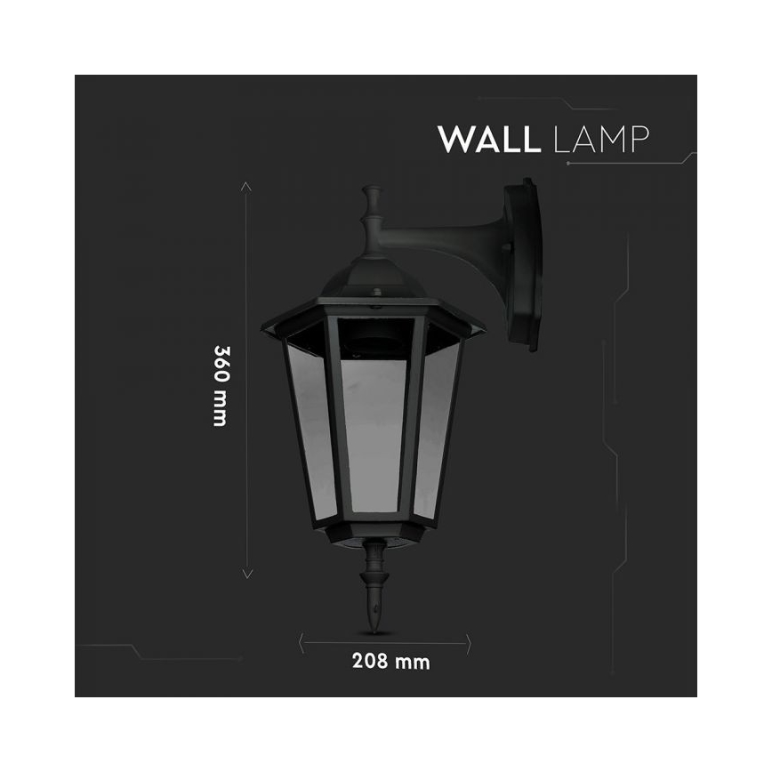 Väli seinavalgusti 1xE27/40W/230V IP44 must