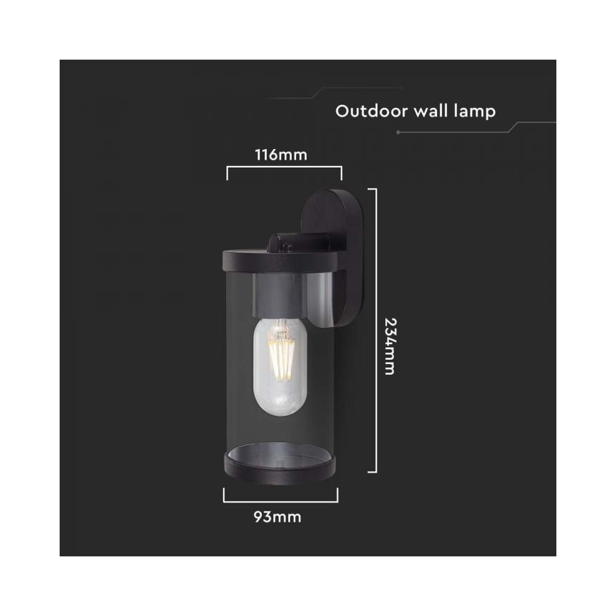 Väli seinavalgusti 1xE27/60W/230V IP44 must