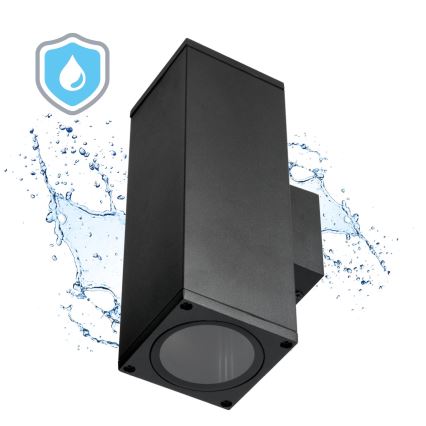 Väli seinavalgusti 2xGU10/35W/230V IP54 kandiline must