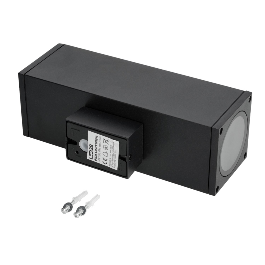 Väli seinavalgusti 2xGU10/35W/230V IP54 kandiline must