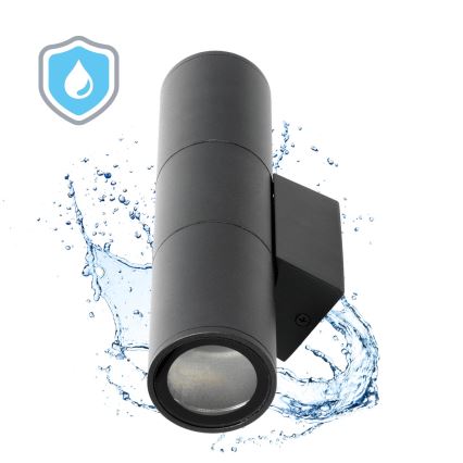 Väli seinavalgusti 2xGU10/35W/230V IP54 ümmargune must