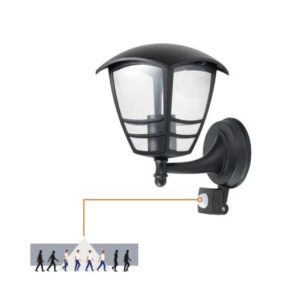 Väli seinavalgusti koos anduriga TEVIO 1xE27/60W/230V IP54 must