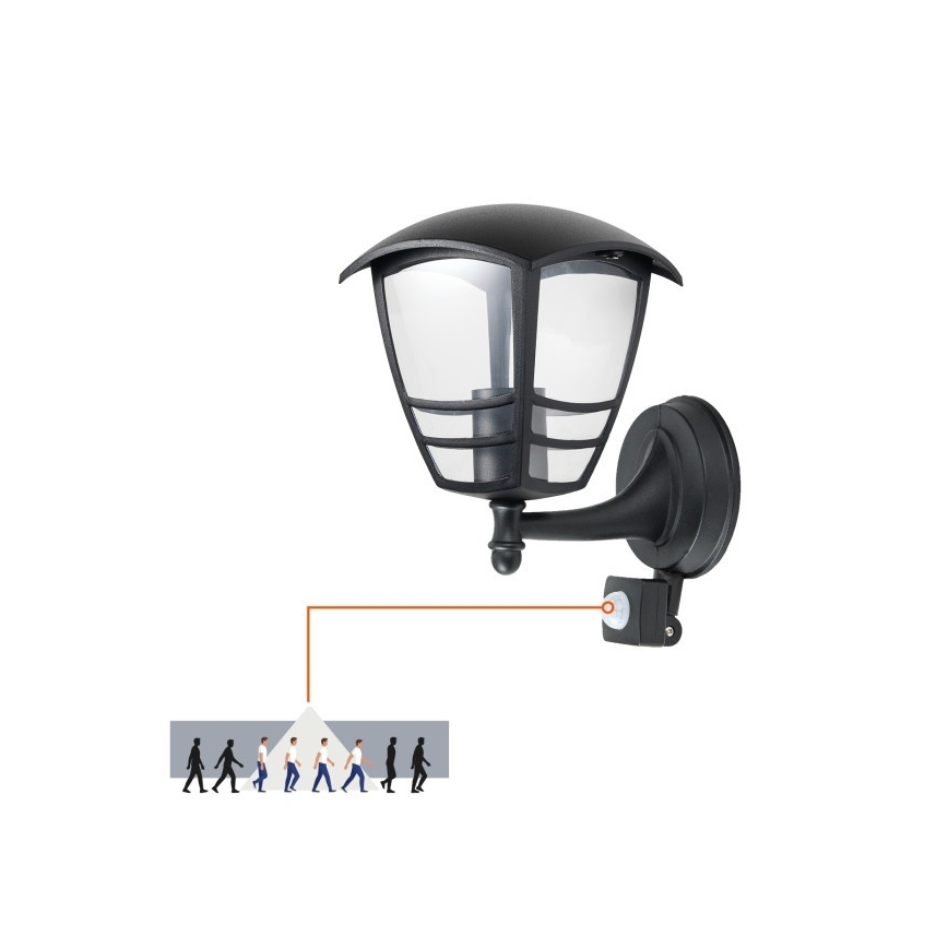 Väli seinavalgusti koos anduriga TEVIO 1xE27/60W/230V IP54 must