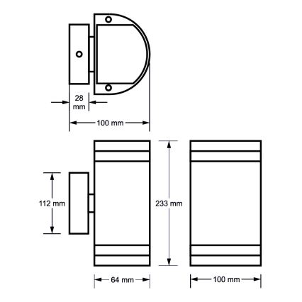 Väli seinavalgusti KORTEK 2xGU10/30W/230V IP44 hall