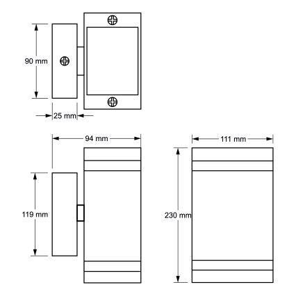 Väli seinavalgusti LITEK 2xGU10/30W/230V IP44 hall