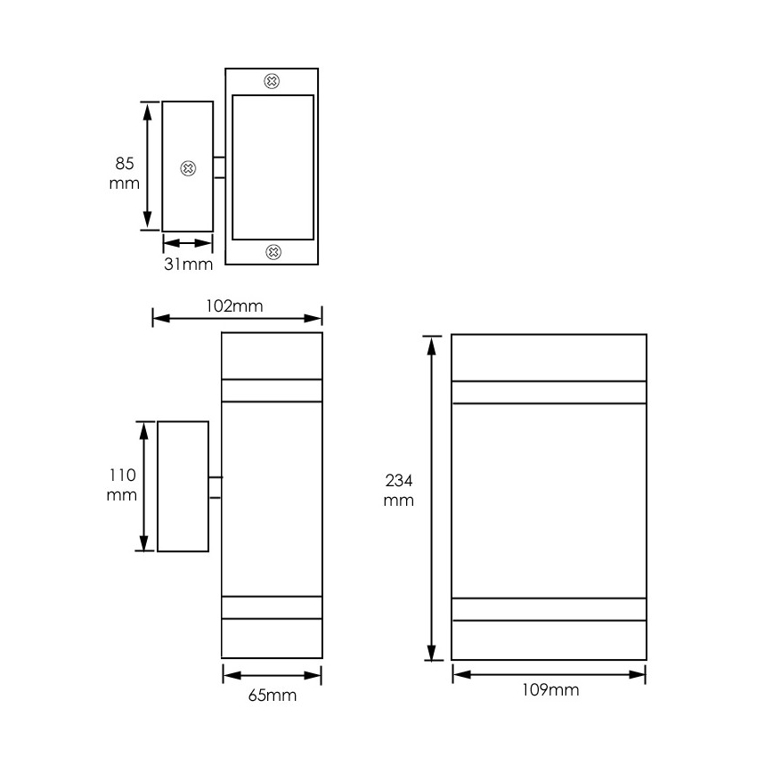 Väli seinavalgusti LITEK 2xGU10/30W/230V IP44 must