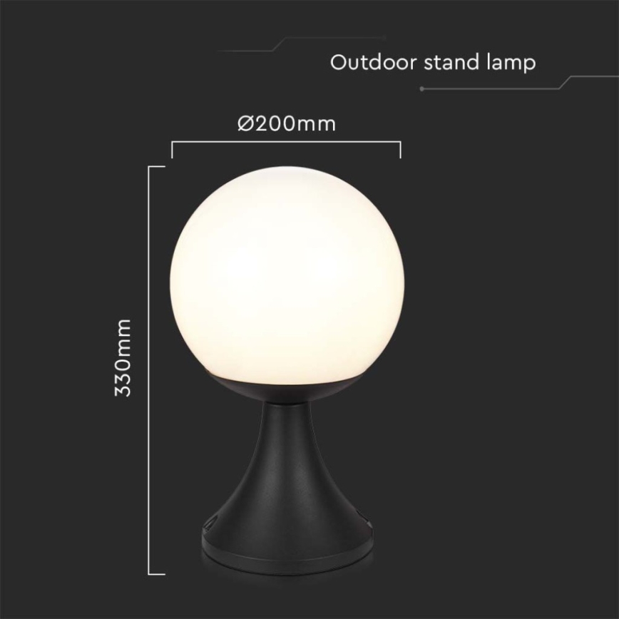 Välilamp 1xE27/60W/230V IP44 33 cm must