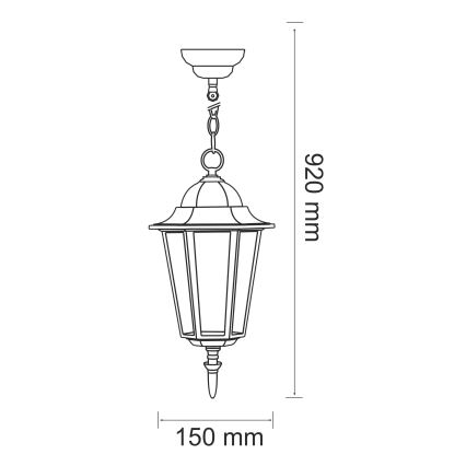 Välilühter 1xE27/20W/230V IP43 paatina