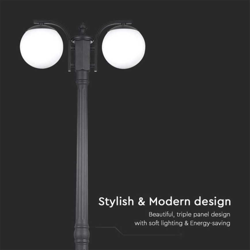 Välisvalgusti 2xE27/60W/230V IP44 199 cm must