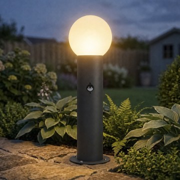 Välisvalgusti liikumis- ja hämardusanduriga STONO 1xE27/15W/230V 50 cm IP65 antratsiit