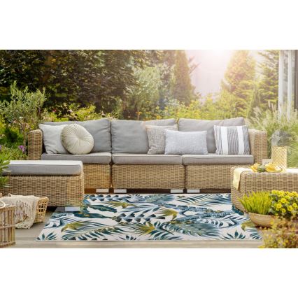 Välivaip CAPPUCCINO 120x180 cm türkiissinine/lehemuster