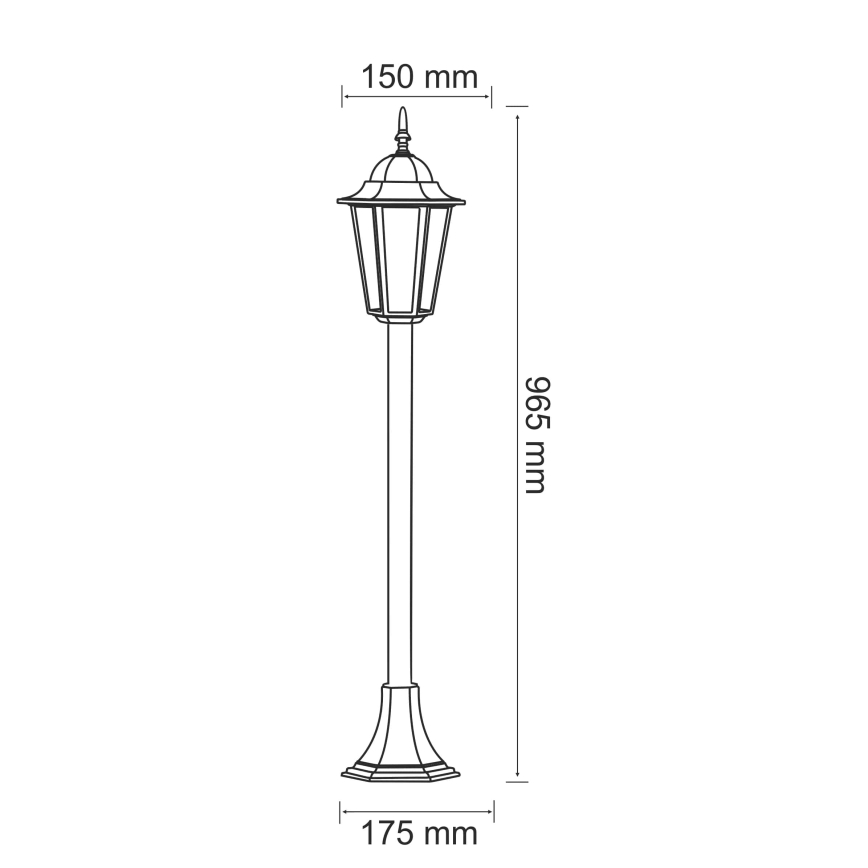 Välivalgusti 1xE27/20W/230V IP43 96,5 cm must