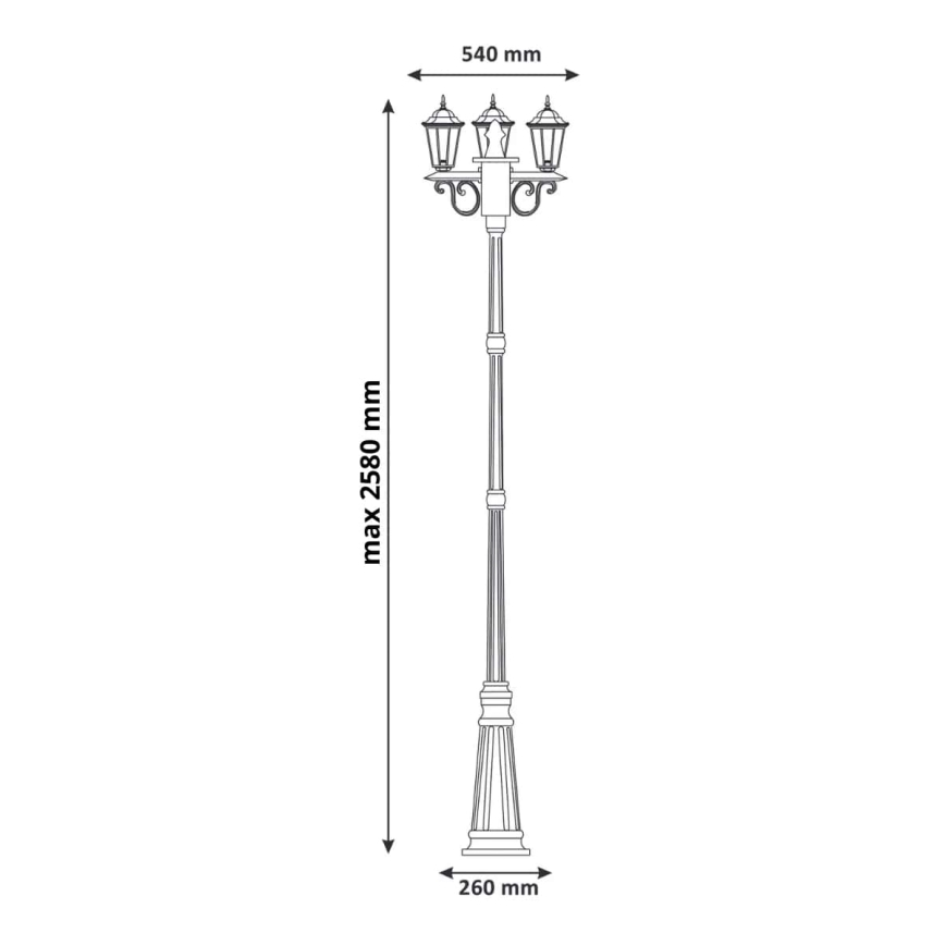 Välivalgusti 3xE27/20W/230V IP43 2,58 m paatina