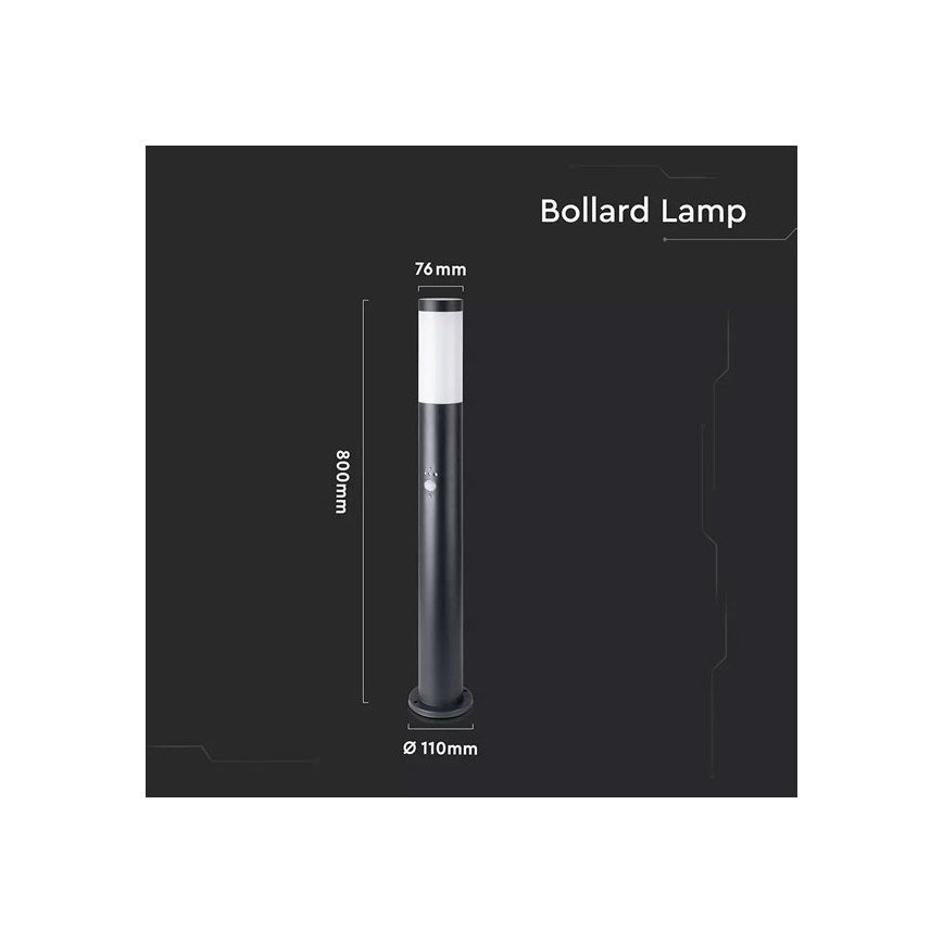 Välivalgusti anduriga 1xE27/60W/230V IP44 80cm must