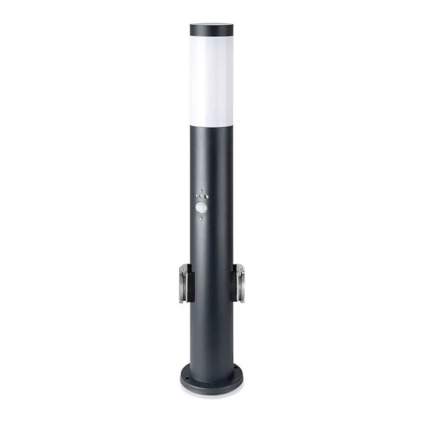 Välivalgusti koos anduriga ja 2 pesaga SCHUKO 1xE27/60W/230V IP44 60cm must