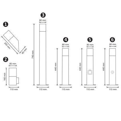 Välivalgusti koos anduriga NEW YORK 1xE27/12W/230V IP44 44 cm antratsiit