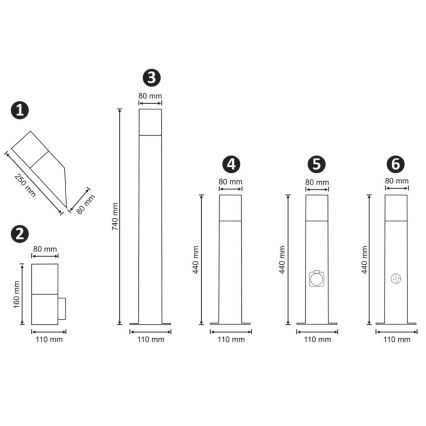 Välivalgusti koos pistikupesaga NEW YORK 1xE27/12W/230V IP44 44 cm antratsiit