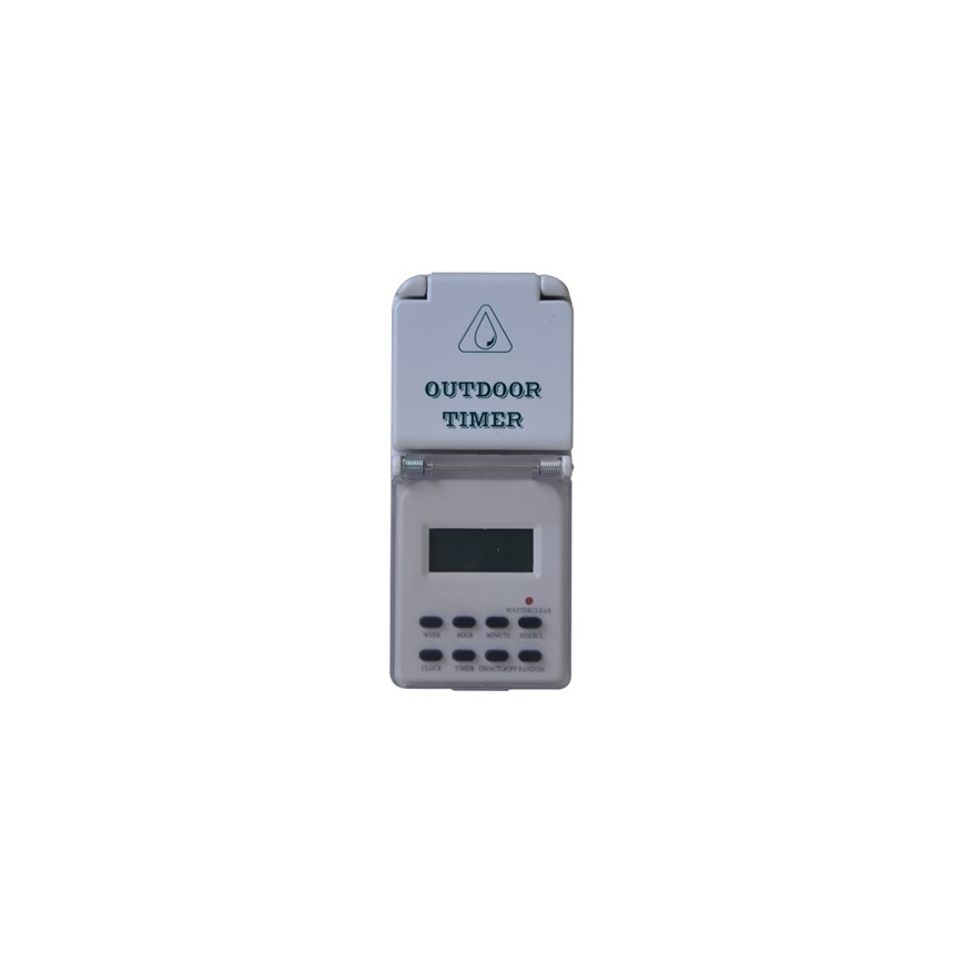 Väljas digitaalne nädalane ajahalduslüliti 16A/230V IP44 200 mAh