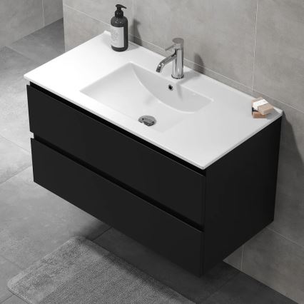 Vannitoa kapp koos valamuga HENRY 91 cm, must