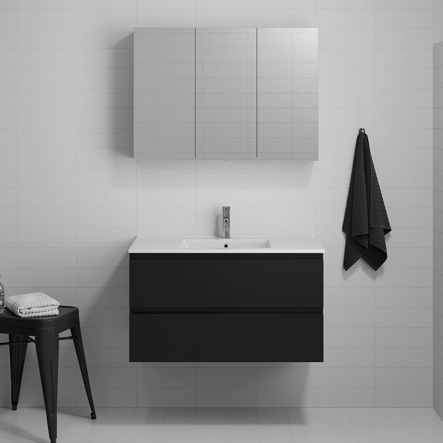 Vannitoa kapp koos valamuga HENRY 91 cm, must