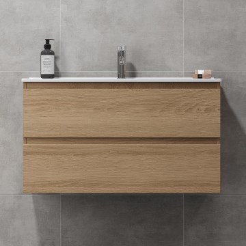 Vannitoa kapp koos valamuga KENWOOD 91x50x45 cm, tamm