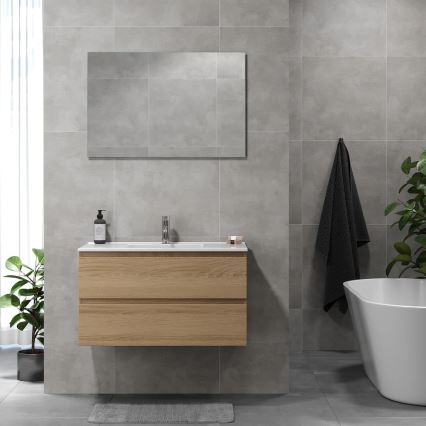 Vannitoa kapp koos valamuga KENWOOD 91x50x45 cm, tamm