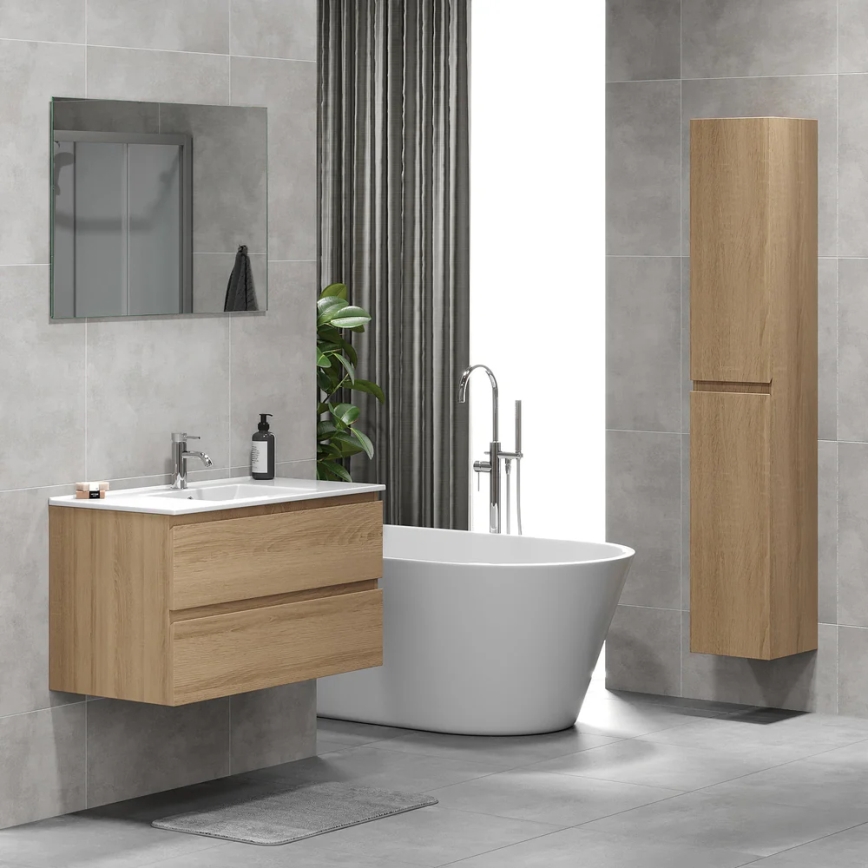 Vannitoa kapp koos valamuga KENWOOD 91x50x45 cm, tamm