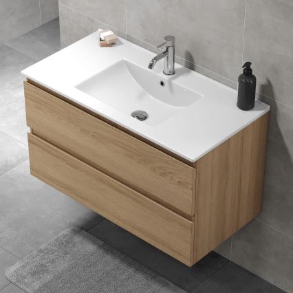 Vannitoa kapp koos valamuga KENWOOD 91x50x45 cm, tamm