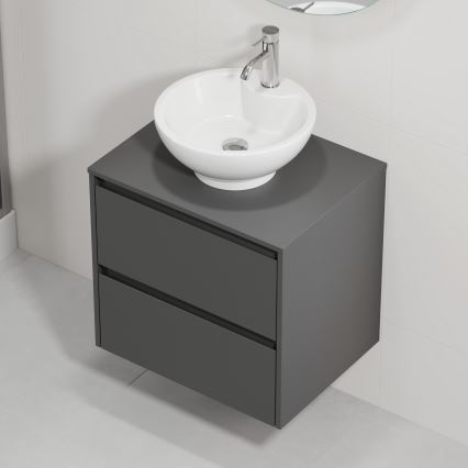 Vannitoa kapp valamuga TRONDHEIM/DRAMMEN 60x57x46 cm antratsiit/valge