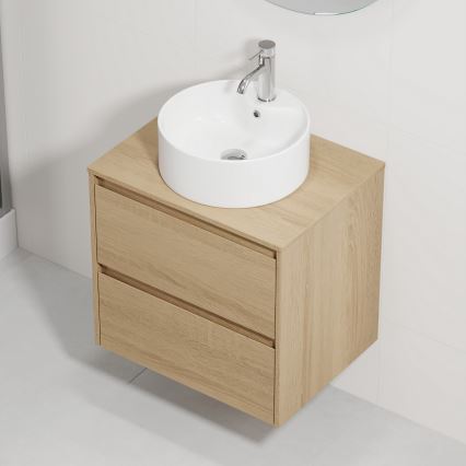 Vannitoa kapp valamuga TRONDHEIM/VIKEDAL 60x57x46 cm tamm/valge