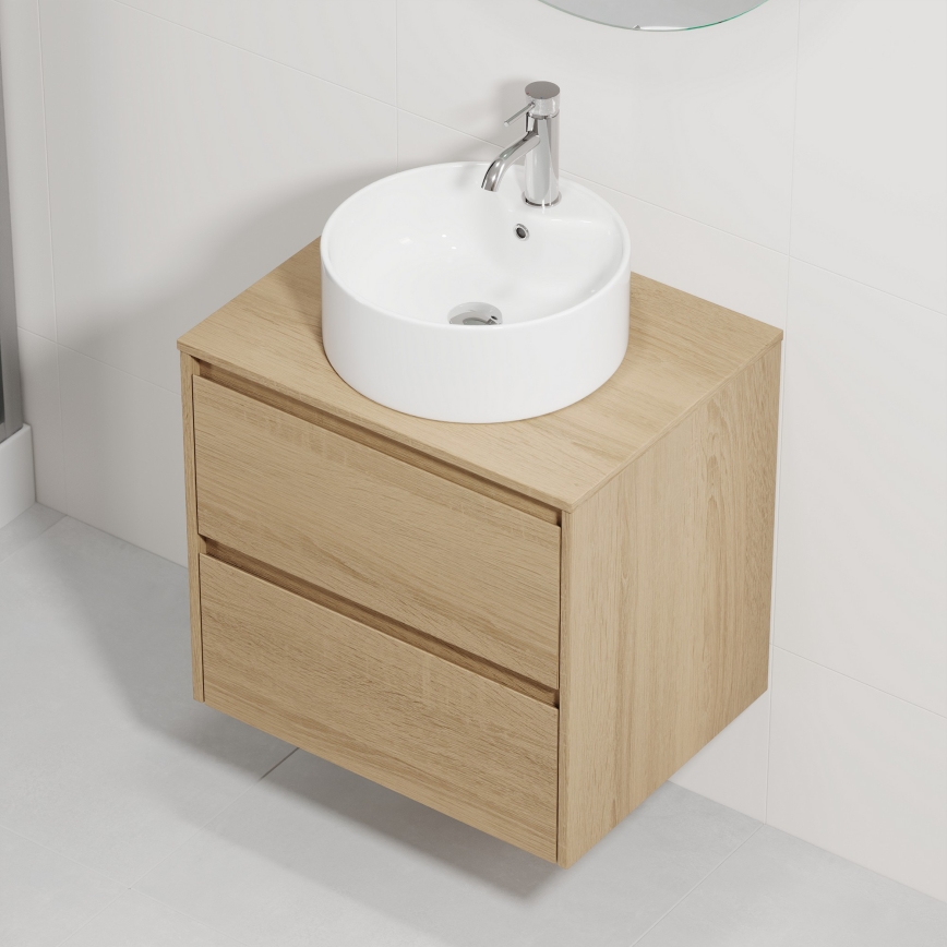 Vannitoa kapp valamuga TRONDHEIM/VIKEDAL 60x57x46 cm tamm/valge