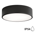 Vannitoa laelamp anduriga CLEO 2xE27/24W/230V Ø 30 cm must IP54