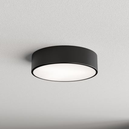 Vannitoa laelamp anduriga CLEO 2xE27/24W/230V Ø 30 cm must IP54